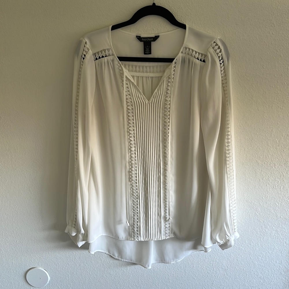 White House Black Market white peasant blouse
